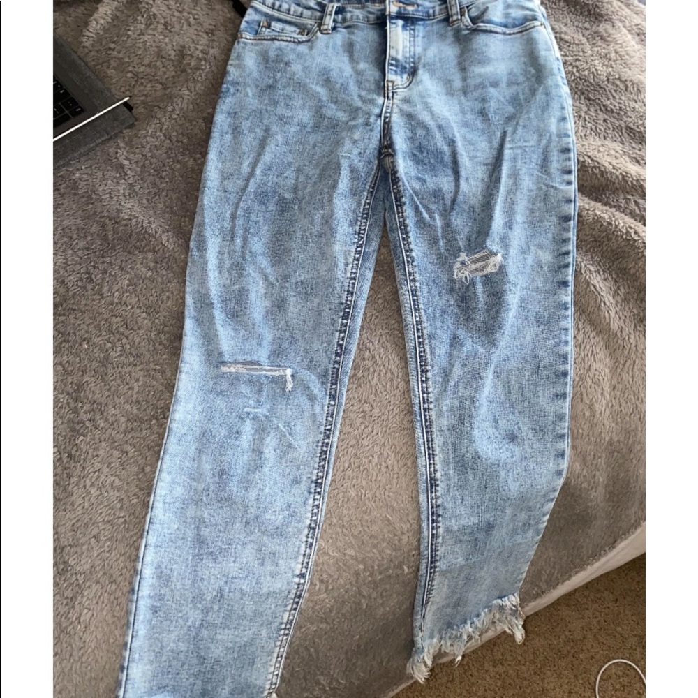 Free People Light Wash Fray Jeans